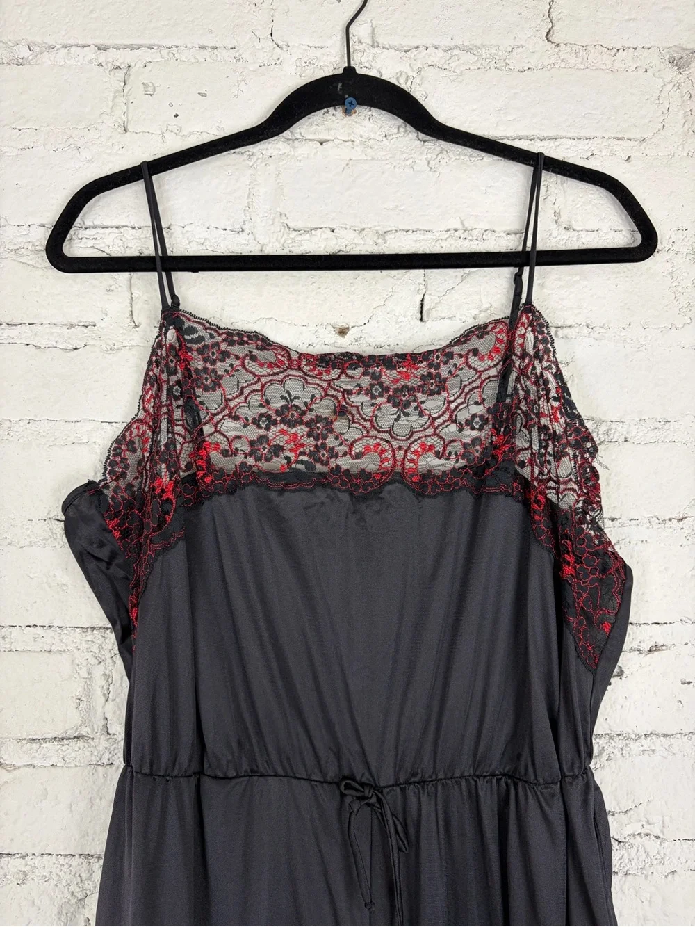 Darling Body Fashions VTG 80s Black Red Nylon Jumpsuit Lingerie XL - Picture 2 of 9